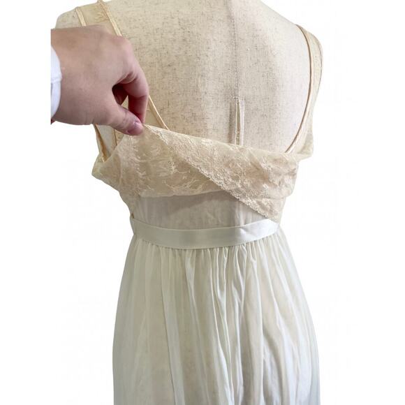 Vintage Hollywood Vassarette Cream Lace Midi Maxi Length Nightgown Size 36 0599B - Picture 5 of 10